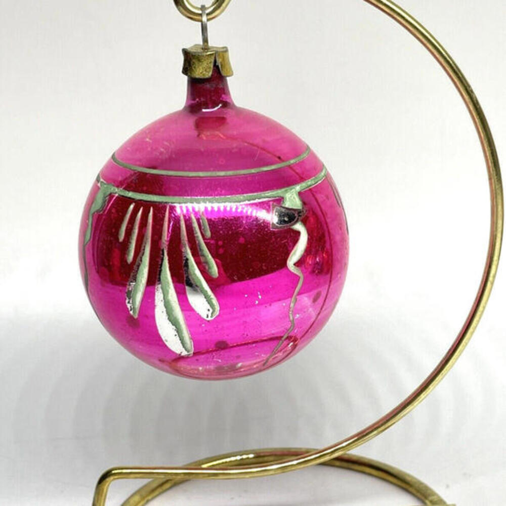 Poland Pink Mercury Glass 2.5" Christmas Ornament Round Vintage